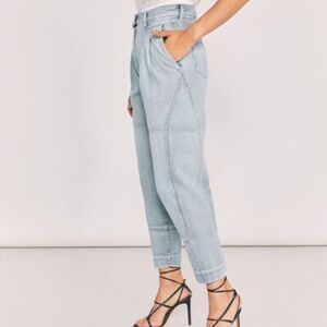 IRO Paris Girvan Trousers Denim Pleated High Rise Tapered Jeans Size 40 NWOT